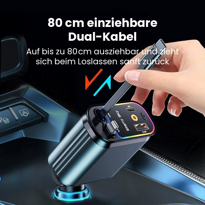 Einziehbares 4-in-1-USB-Autoladegerät