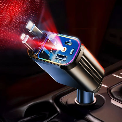Einziehbares 4-in-1-USB-Autoladegerät