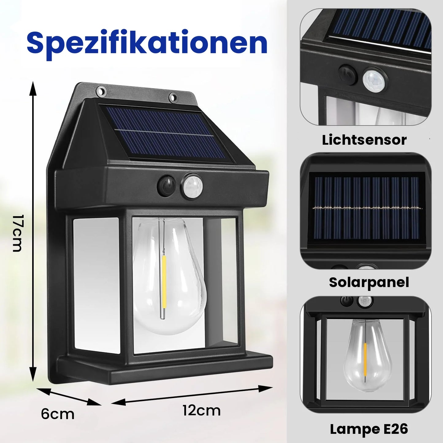 Wasserdichte solarbetriebene Lampe